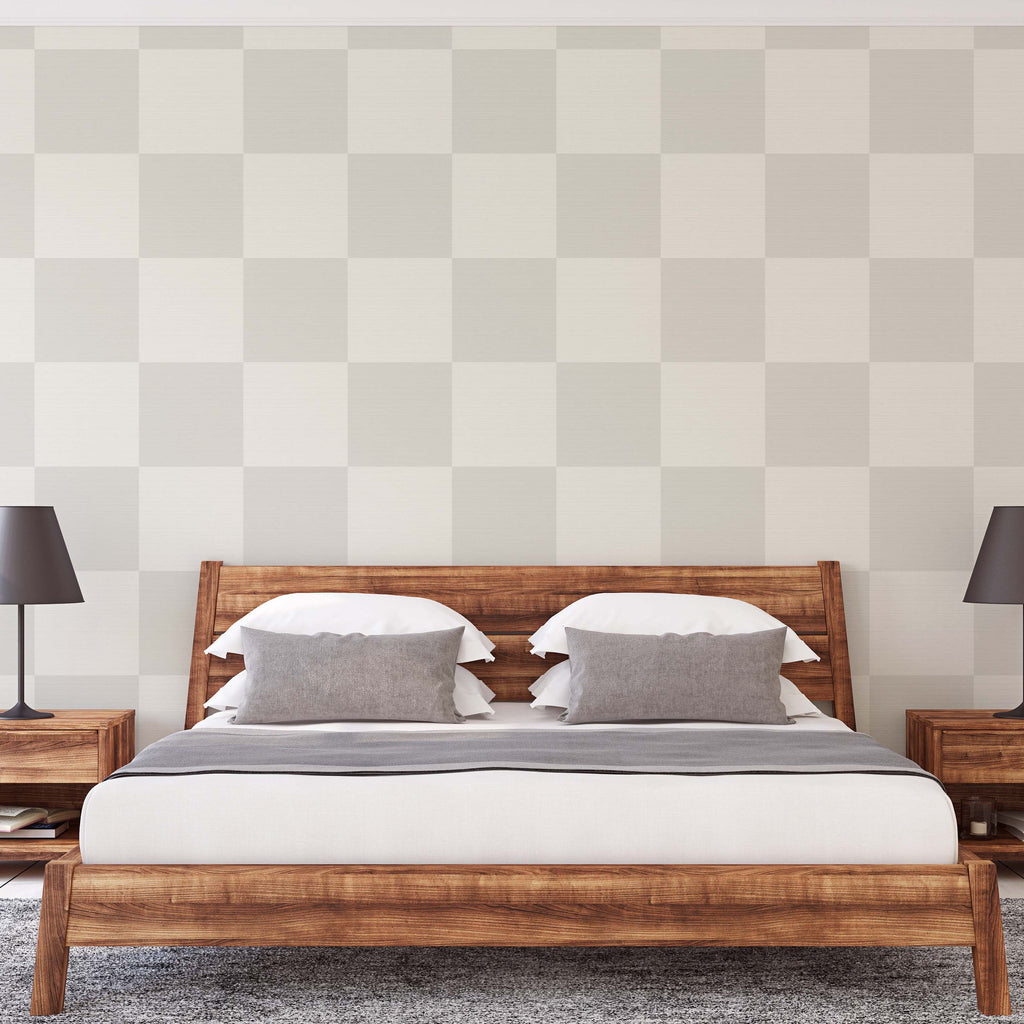 Bowie Geometric Removable Wallpaper in White and Light-Grey