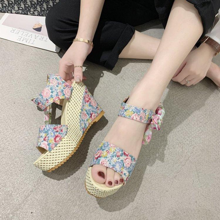 Women's Bowknot Platform High Heel Sandals Lace Up Dress Shoes
