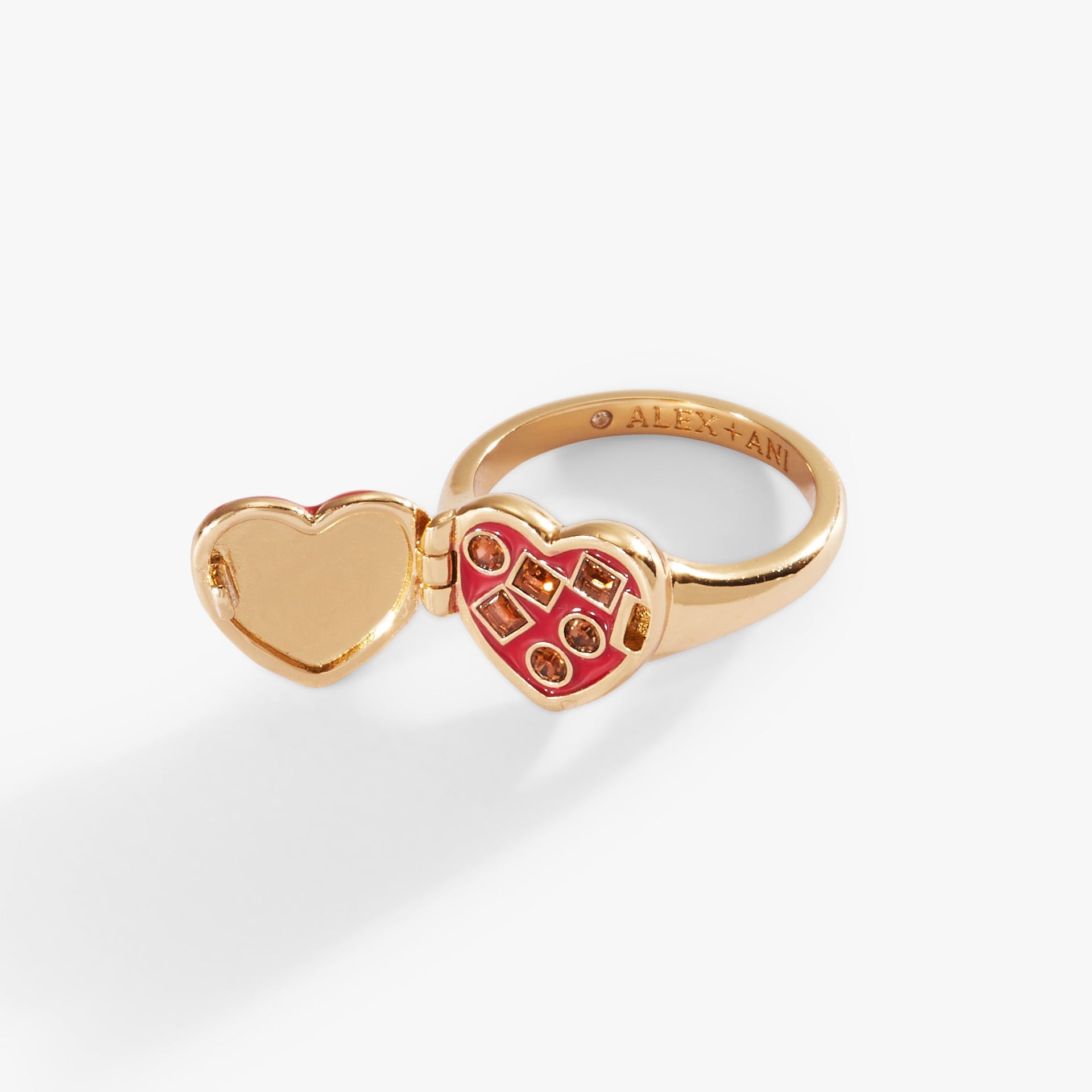 Box of Chocolate Heart Locket Ring with Crystal Embellishments