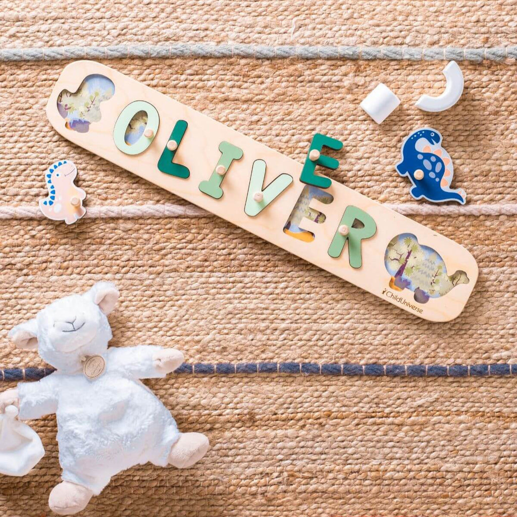 Personalized Dinosaur Name Puzzle - Custom Wooden Kids Toy