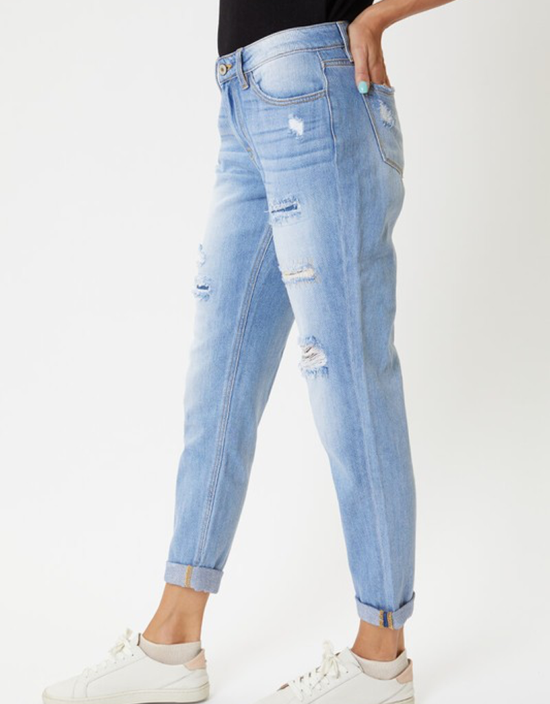 Distressed Boyfriend Jeans for Women - 100% Cotton Denim