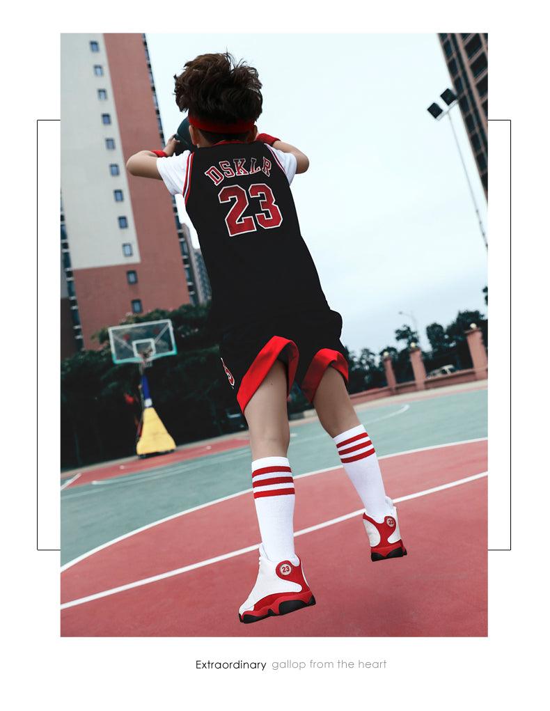 Boys High-Performance Leather Basketball Sneakers - Non-Slip