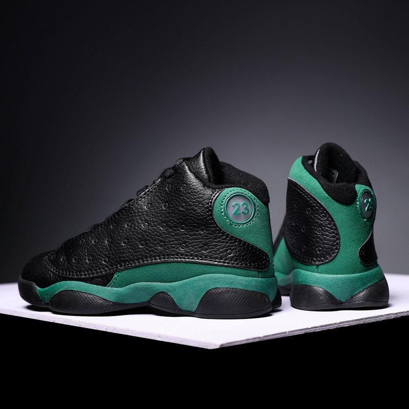 Boys High-Performance Leather Basketball Sneakers - Non-Slip