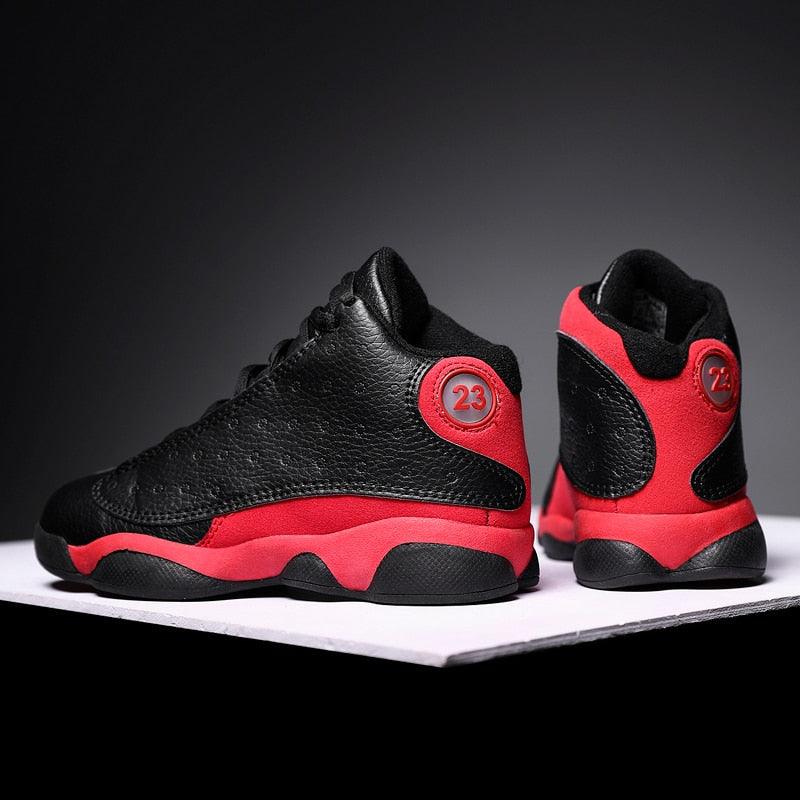 Boys High-Performance Leather Basketball Sneakers - Non-Slip