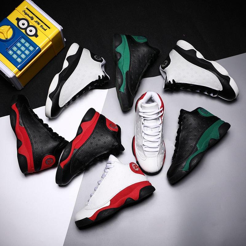 Boys High-Performance Leather Basketball Sneakers - Non-Slip