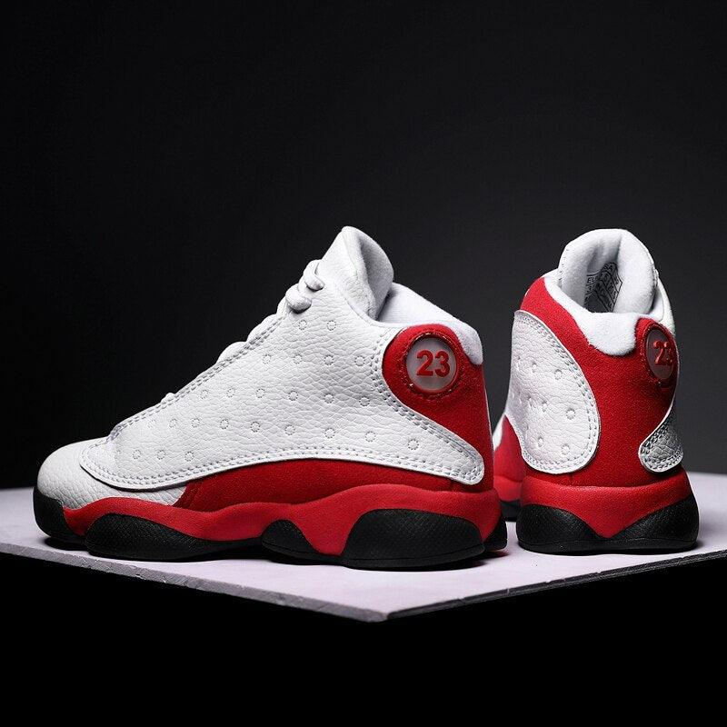 Boys High-Performance Leather Basketball Sneakers - Non-Slip