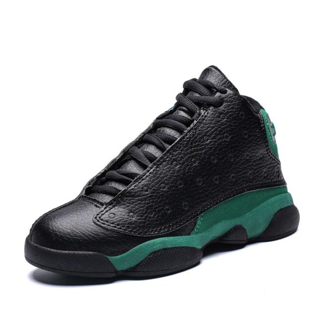 Boys High-Performance Leather Basketball Sneakers - Non-Slip