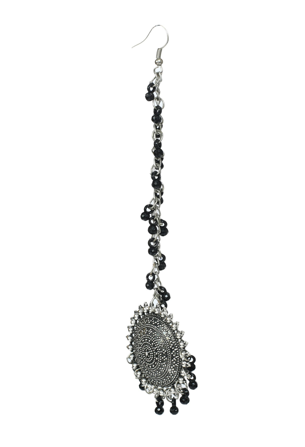 Traditional Kundan Jhumka Earrings with Matching Maang Tikka