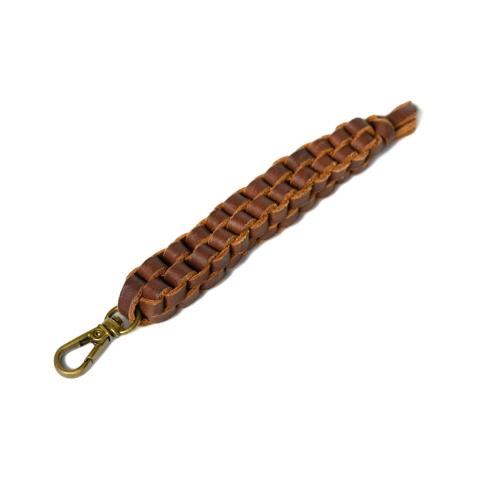 Braided Leather Keychain Strap - Handmade Brown
