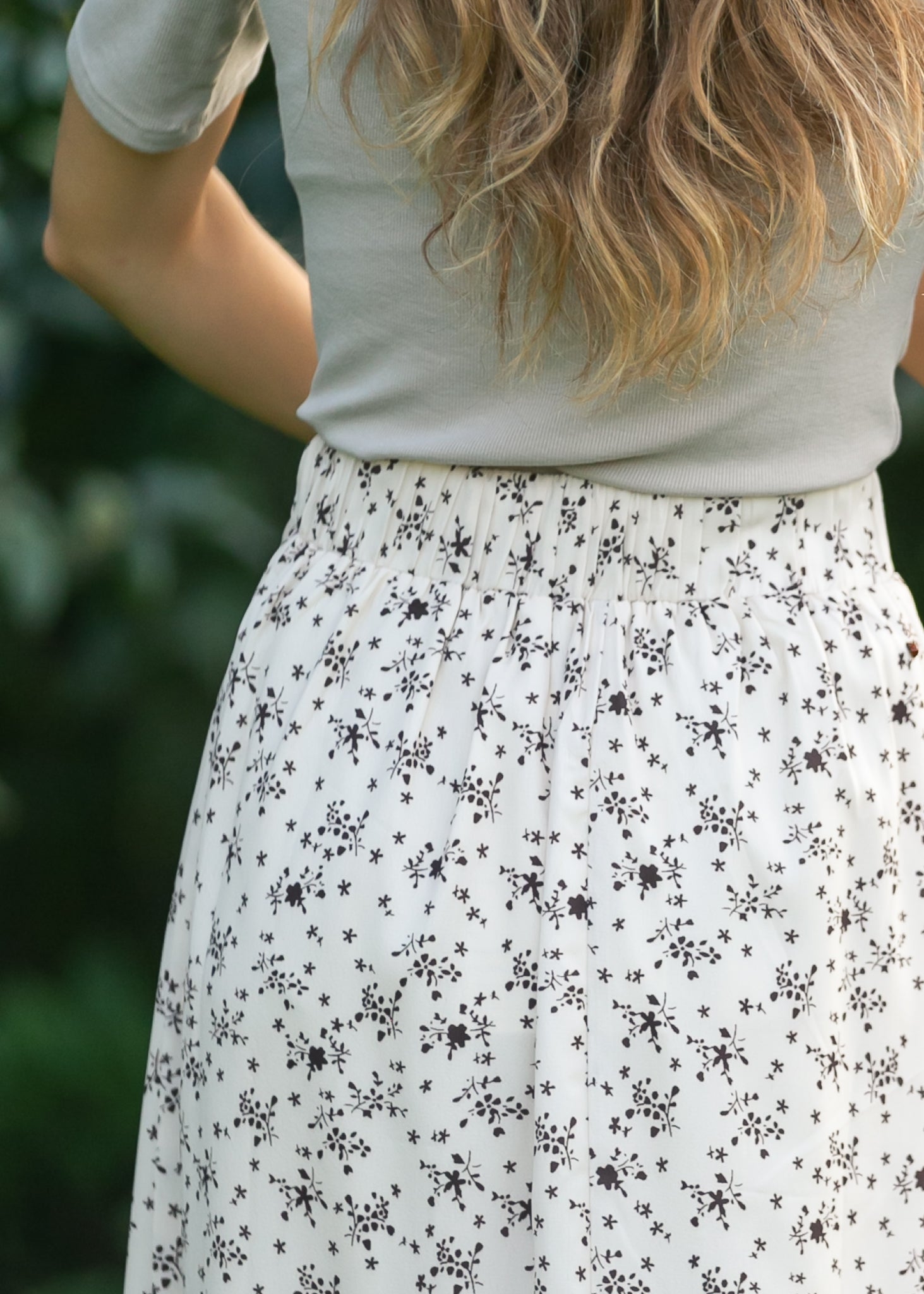 Braylyn Brown Floral Midi Skirt | Silky A-Line