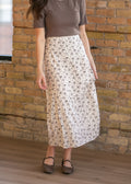 Braylyn Brown Floral Midi Skirt | Silky A-Line