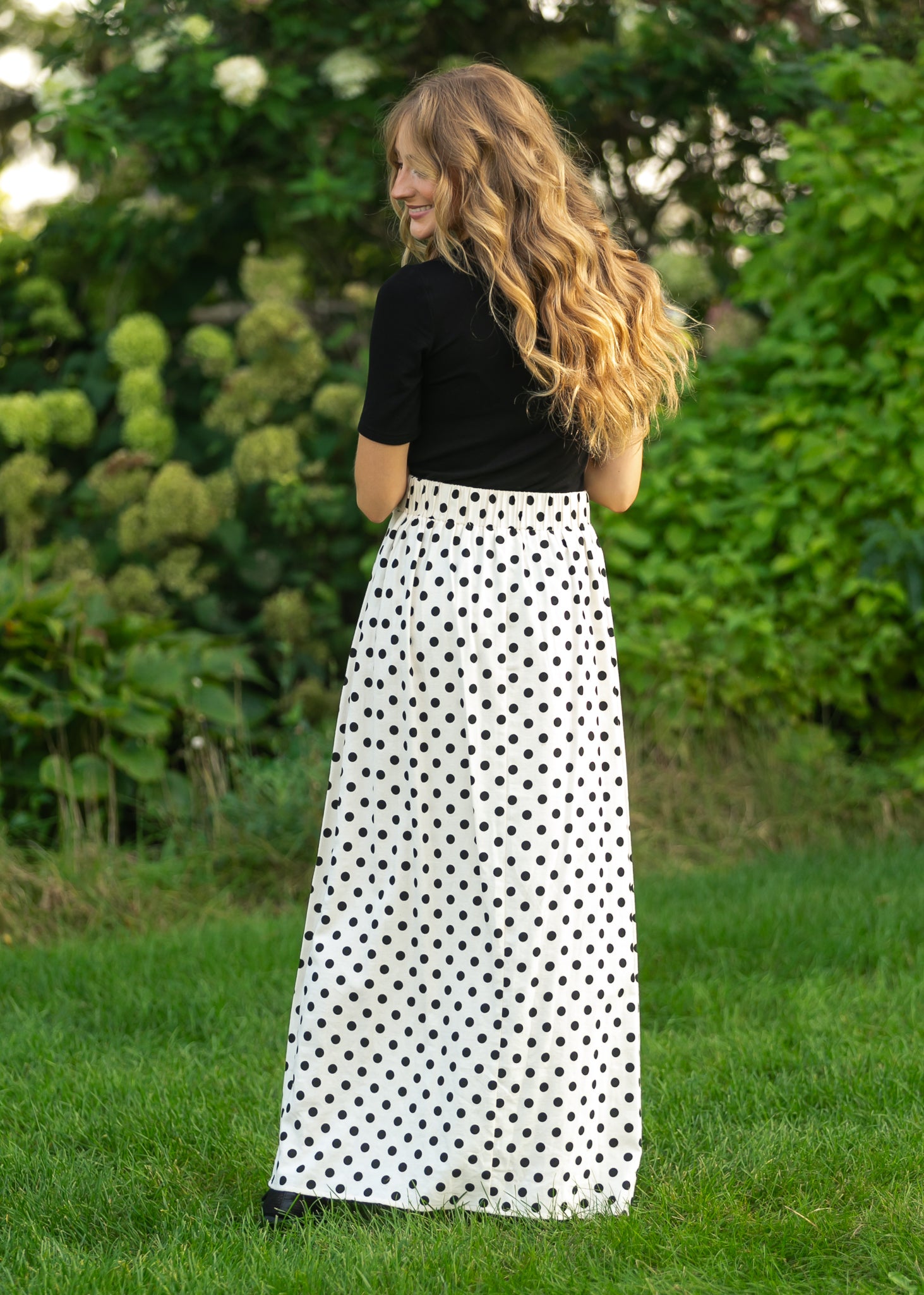 Braylyn Polka Dot Maxi Skirt | High-Waist A-Line