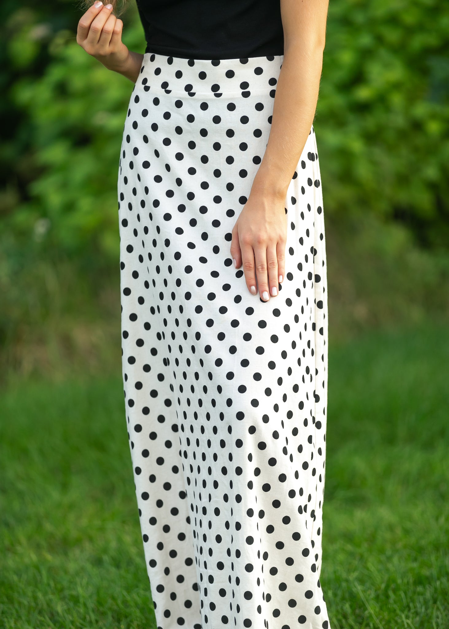 Braylyn Polka Dot Maxi Skirt | High-Waist A-Line