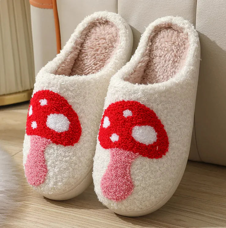 Women's Plush Heart Embroidery House Slippers White Cozy Footwear - Image 18