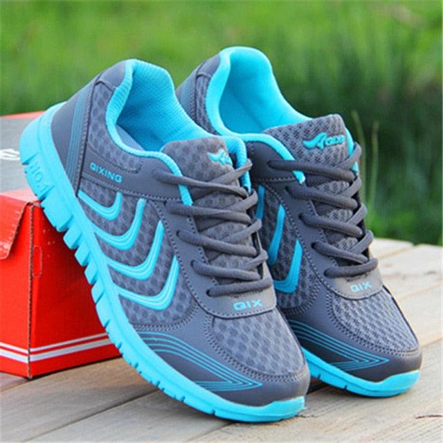 Women's Breathable Mesh Athletic Running Sneakers - Lightweight Lace Up