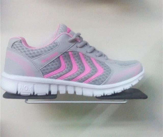 Women's Breathable Mesh Athletic Running Sneakers - Lightweight Lace Up