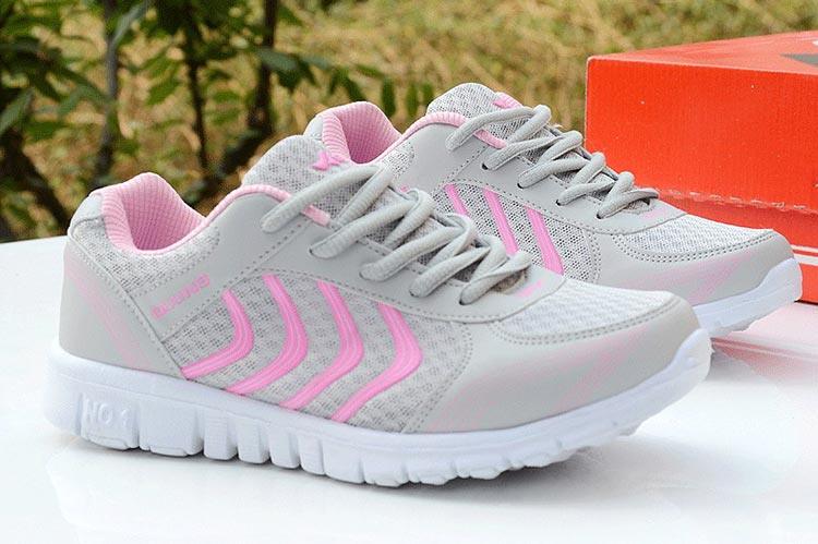 Women's Breathable Mesh Athletic Running Sneakers - Lightweight Lace Up