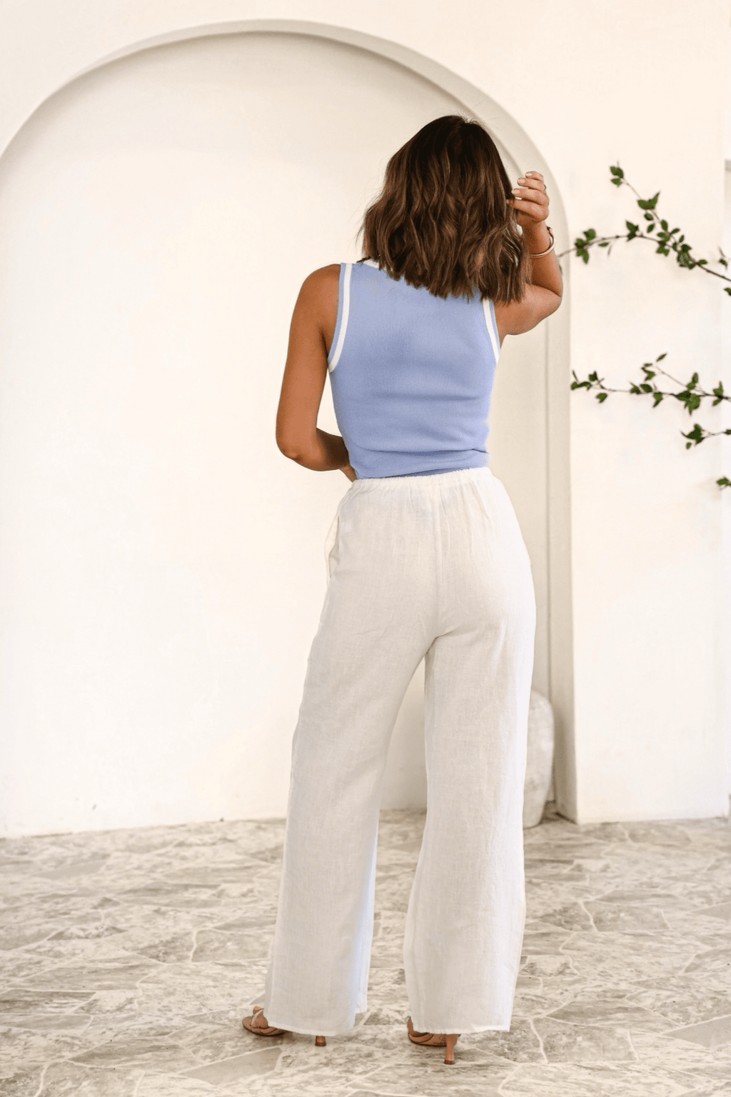 Breezy Linen Wide Leg Pants - White - FINAL SALE