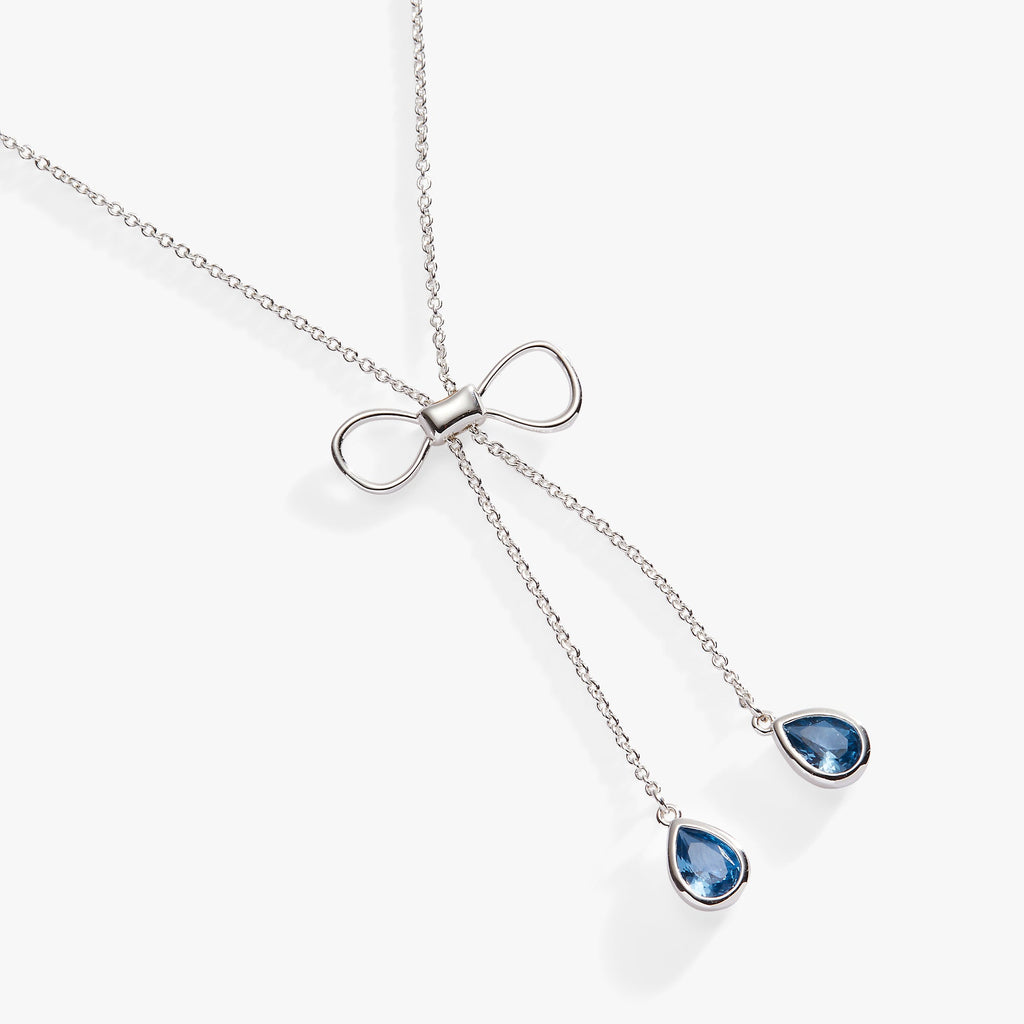 Delicate Bow Slider Necklace with 30-Inch Adjustable Chain