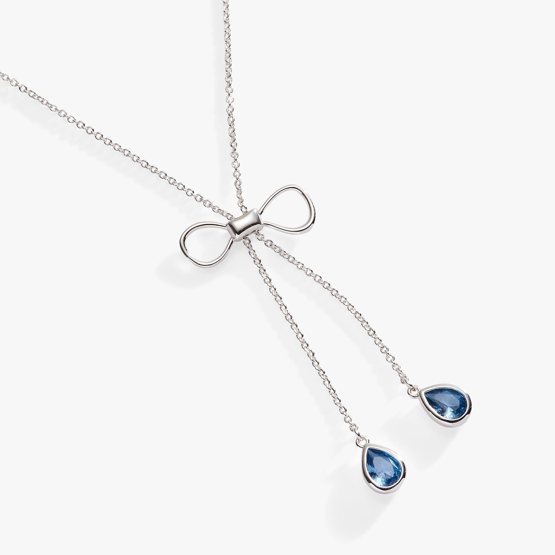 Delicate Bow Slider Necklace with 30-Inch Adjustable Chain