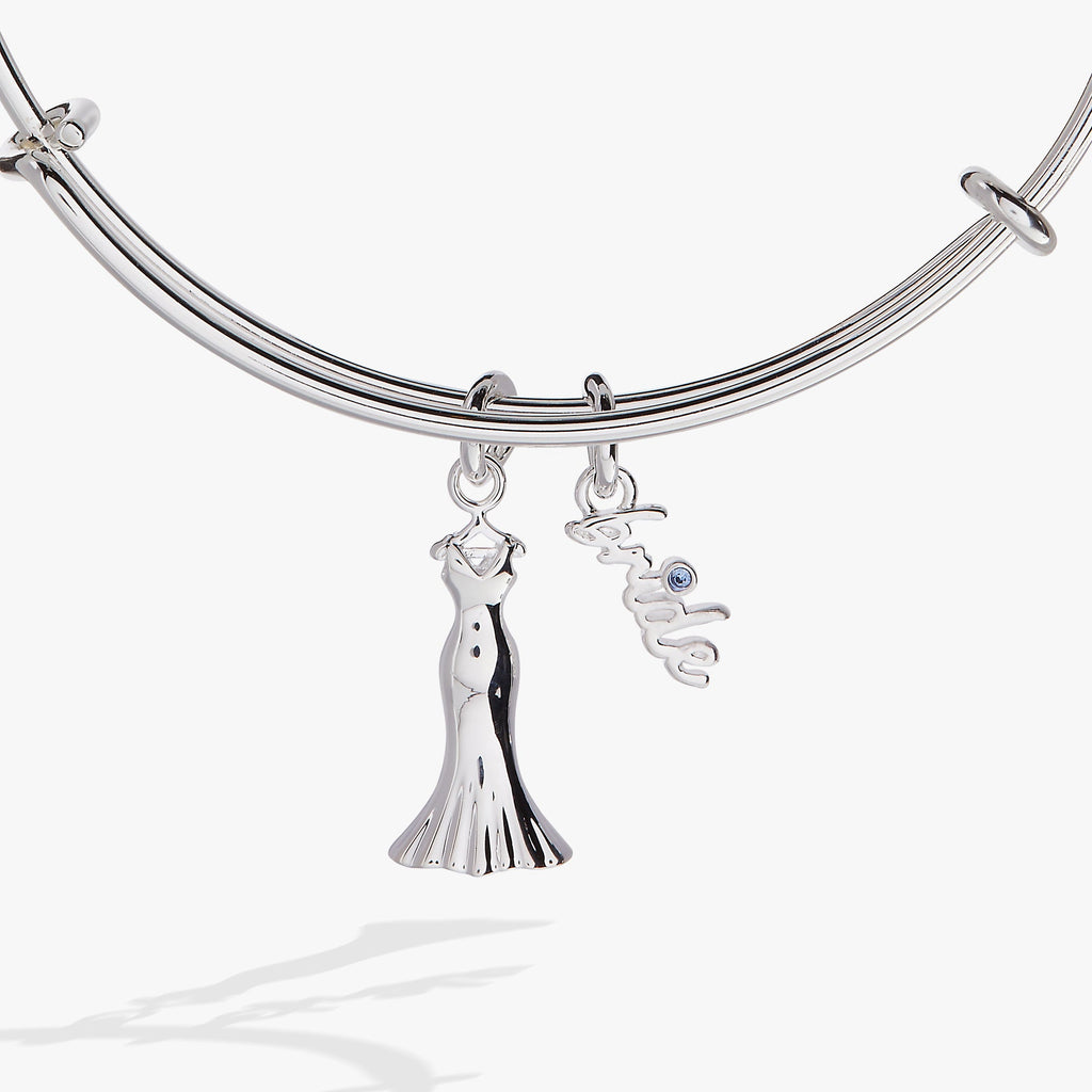 Bridal Gown Duo Charm Expandable Wire Bangle for Brides