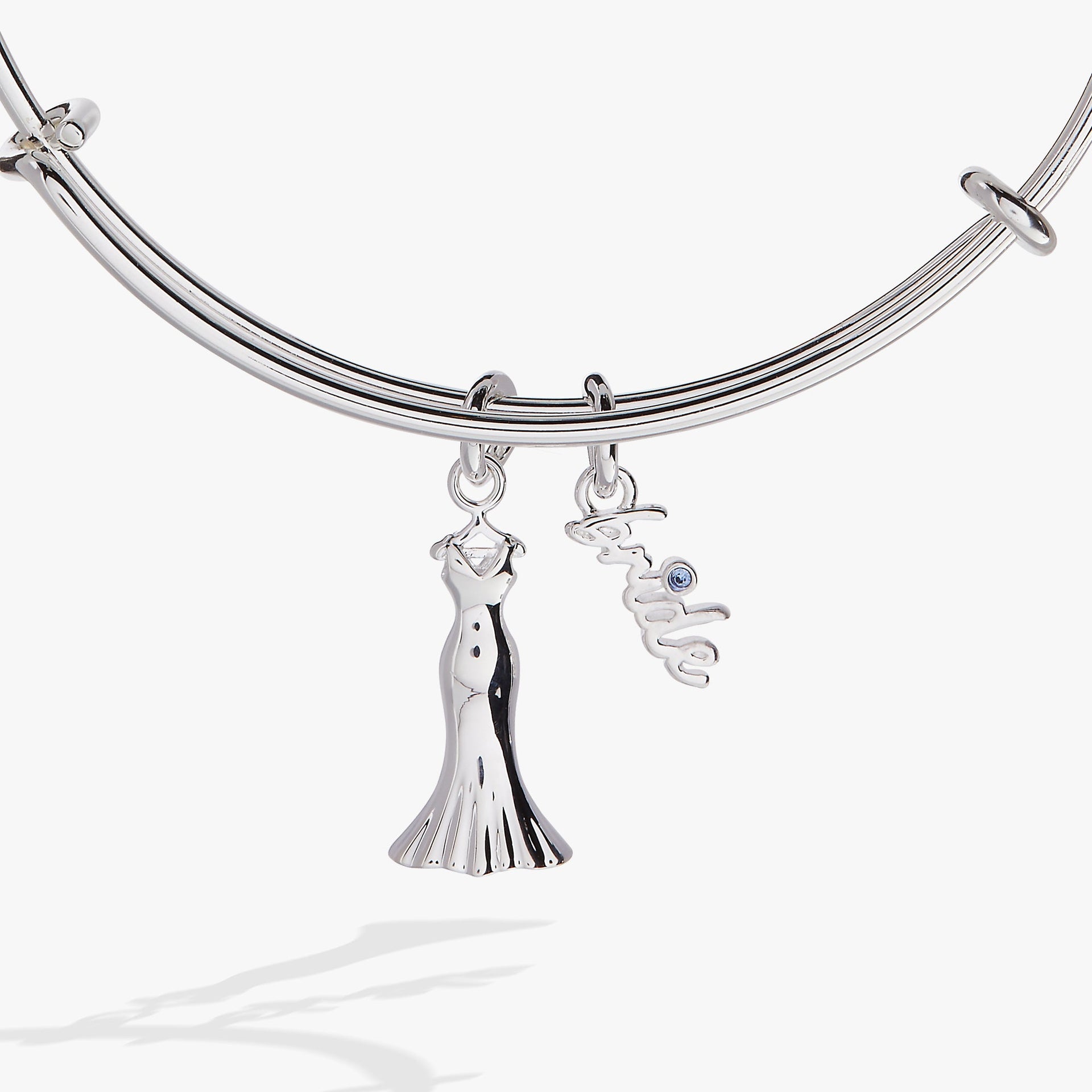Bridal Gown Duo Charm Expandable Wire Bangle for Brides