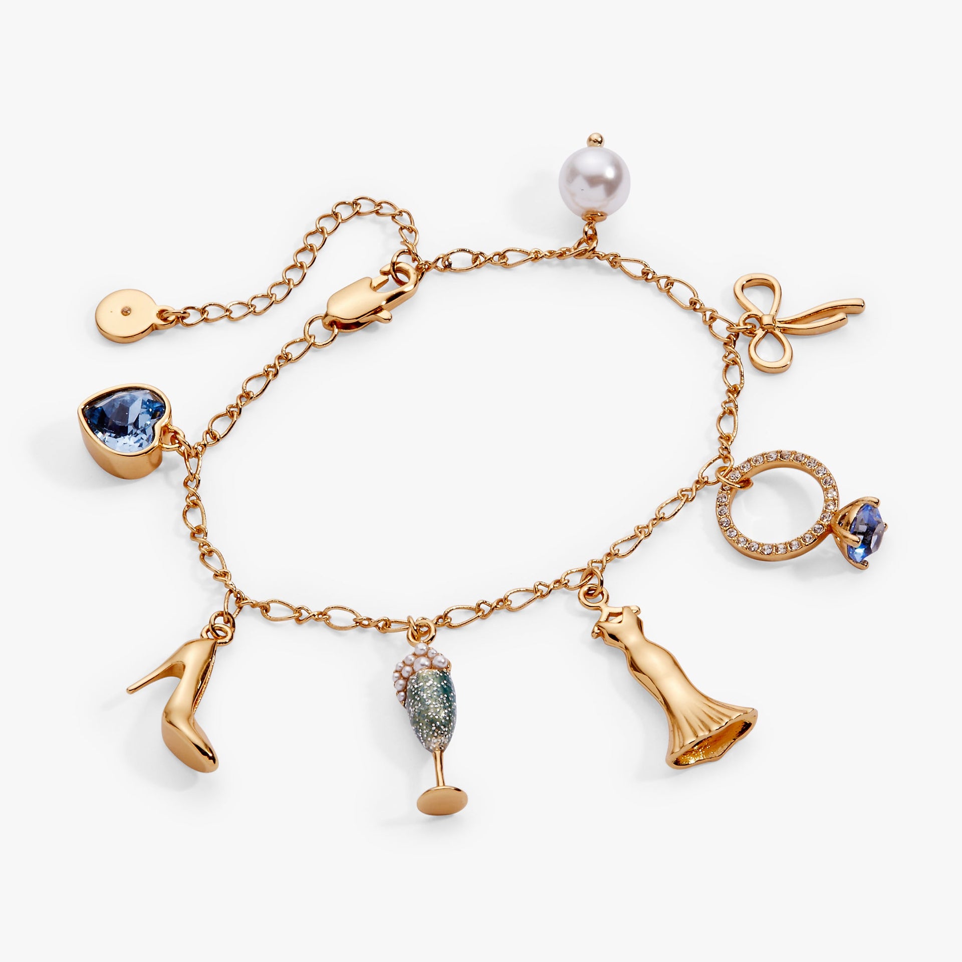 Bridal Multi-Charm Adjustable Chain Bracelet for Weddings