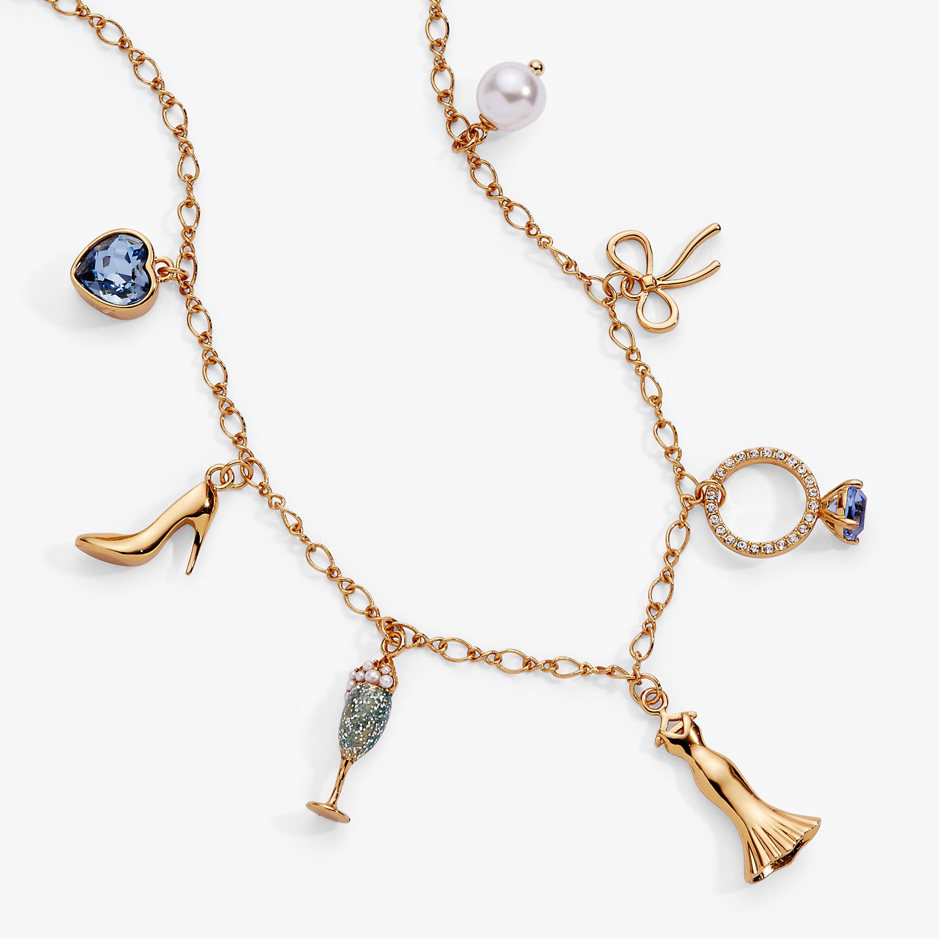 Bridal Multi-Charm Necklace with Wedding Theme Charms