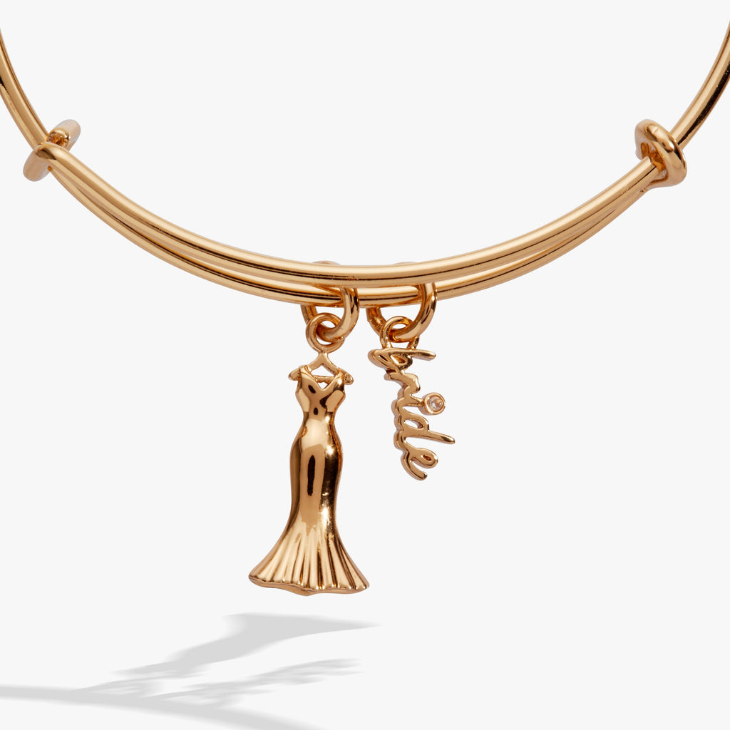 Bridal Gown Duo Charm Expandable Wire Bangle for Brides