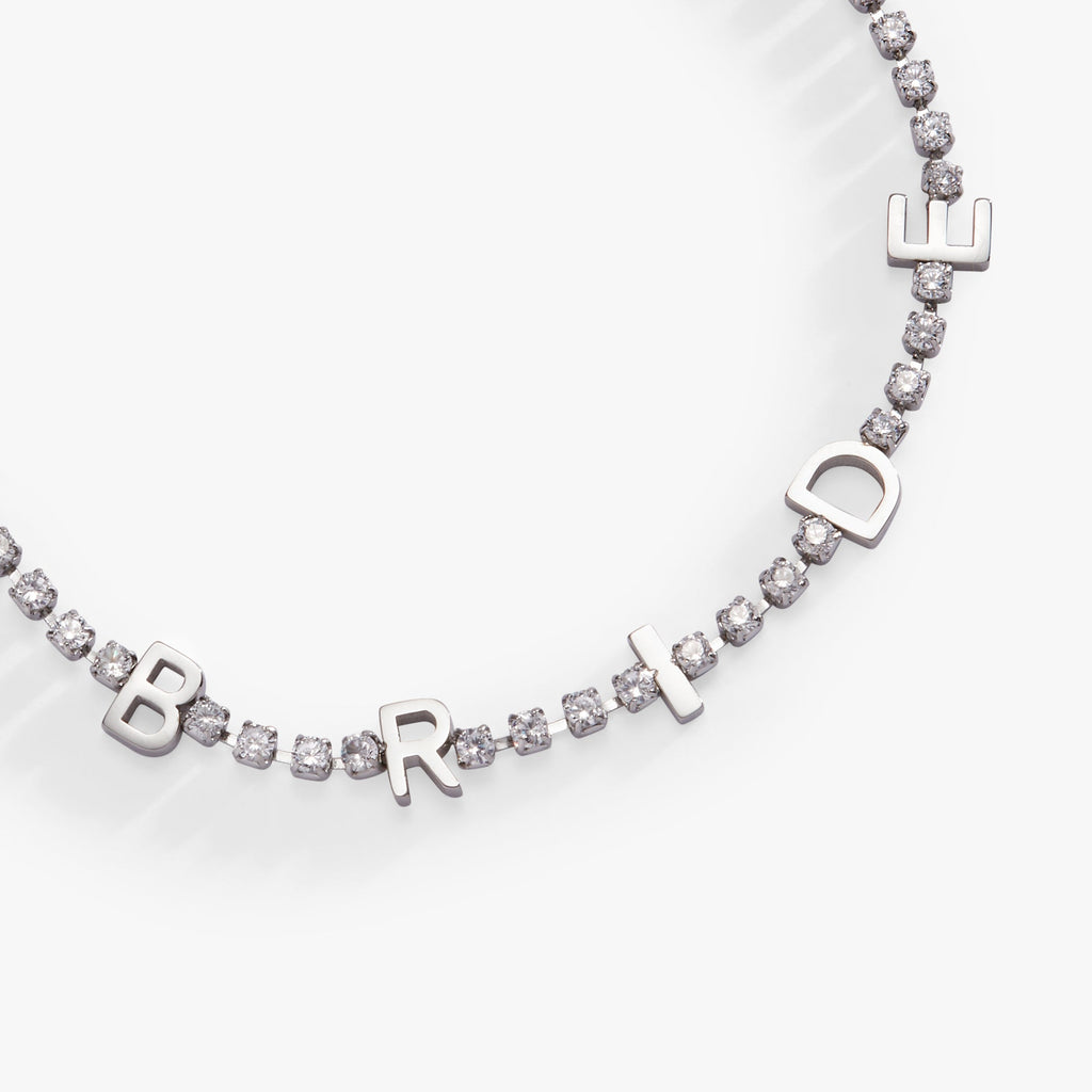 Bride Crystal Tennis Bracelet in Silver for Wedding Day Glamour