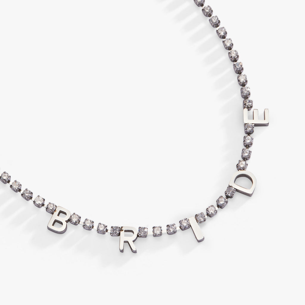 Bride Crystal Tennis Necklace with Adjustable Chain for Wedding