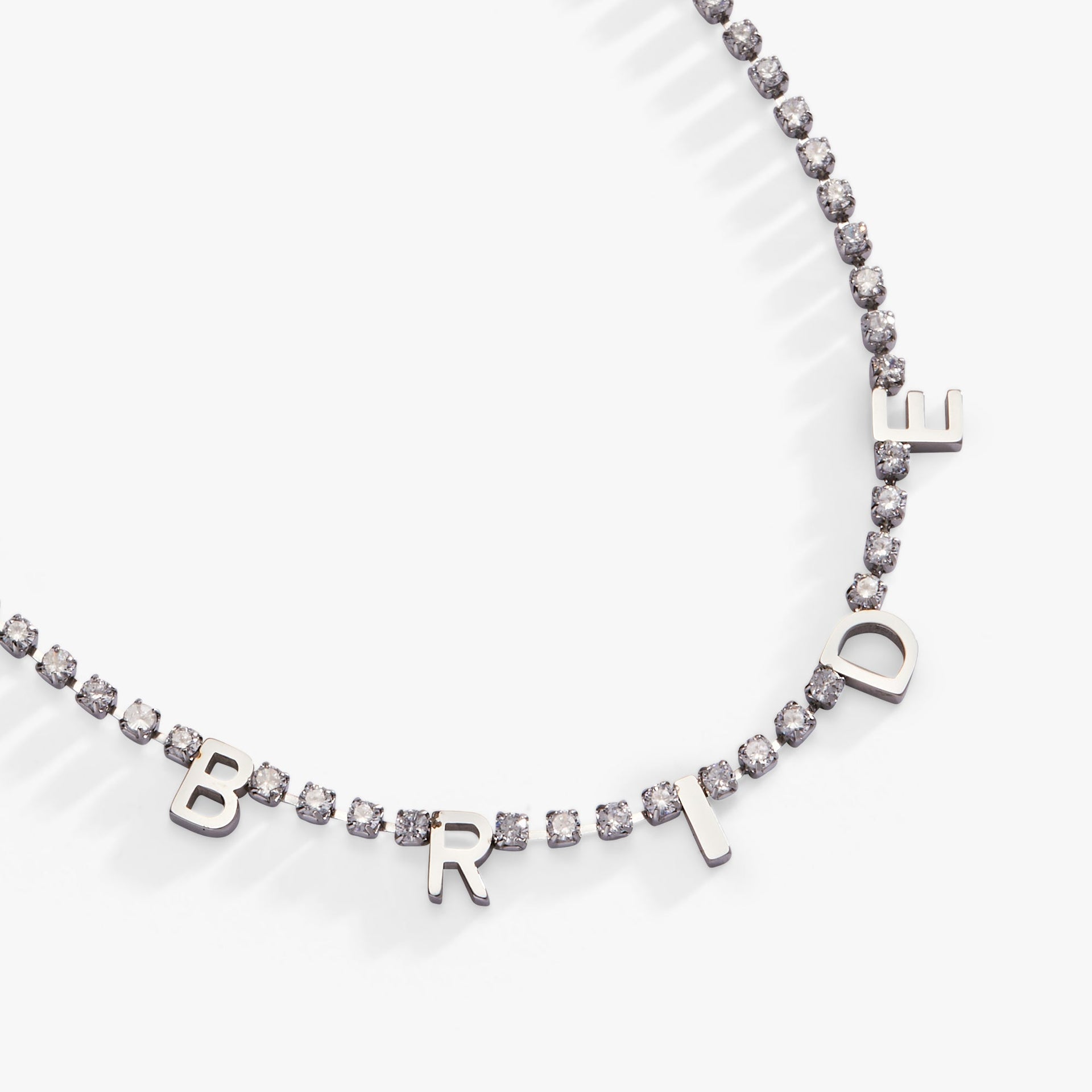 Bride Crystal Tennis Necklace with Adjustable Chain for Wedding