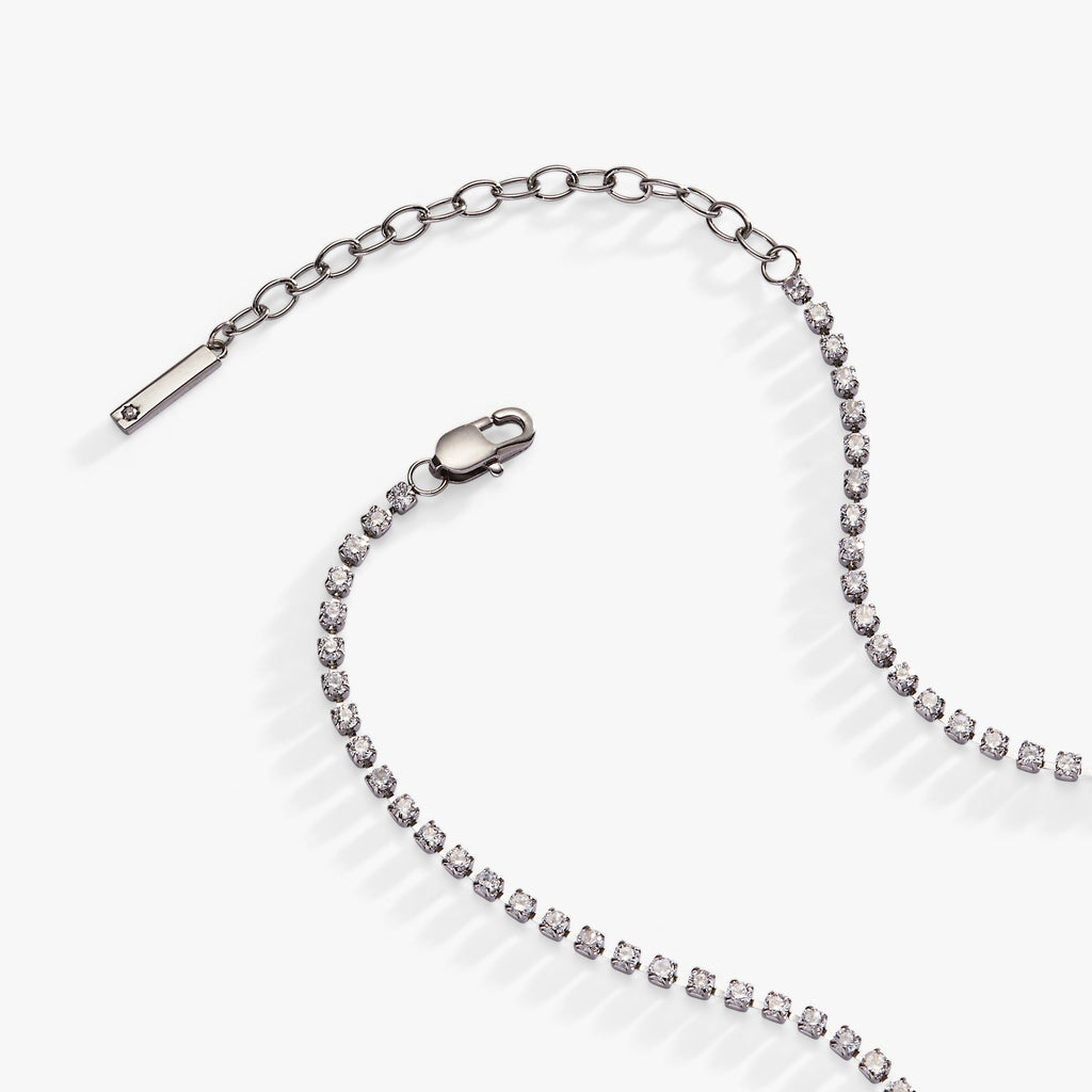 Bride Crystal Tennis Necklace with Adjustable Chain for Wedding