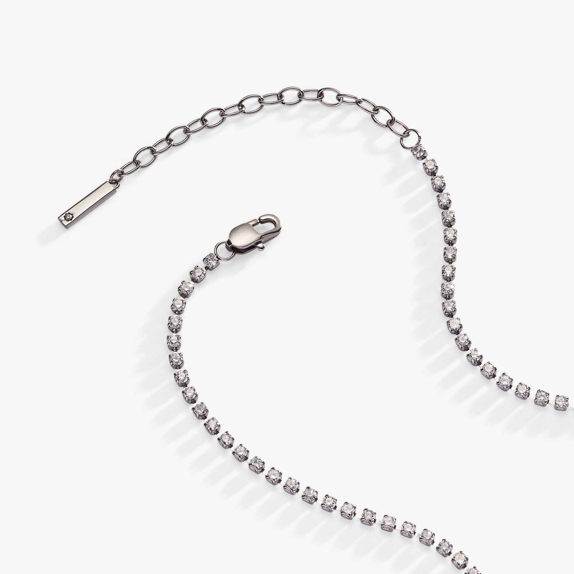 Bride Crystal Tennis Necklace with Adjustable Chain for Wedding