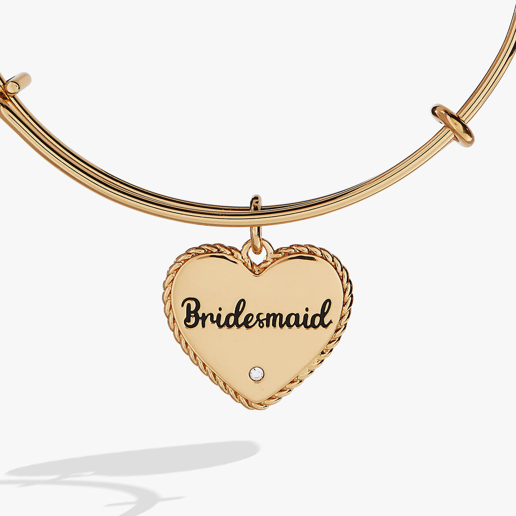 Bridesmaid Heart Charm Expandable Bangle Bracelet