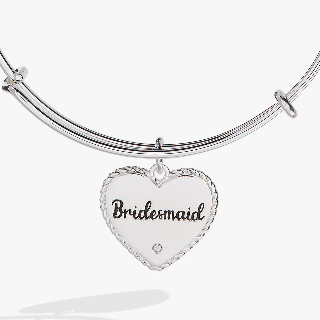 Bridesmaid Heart Charm Expandable Bangle Bracelet