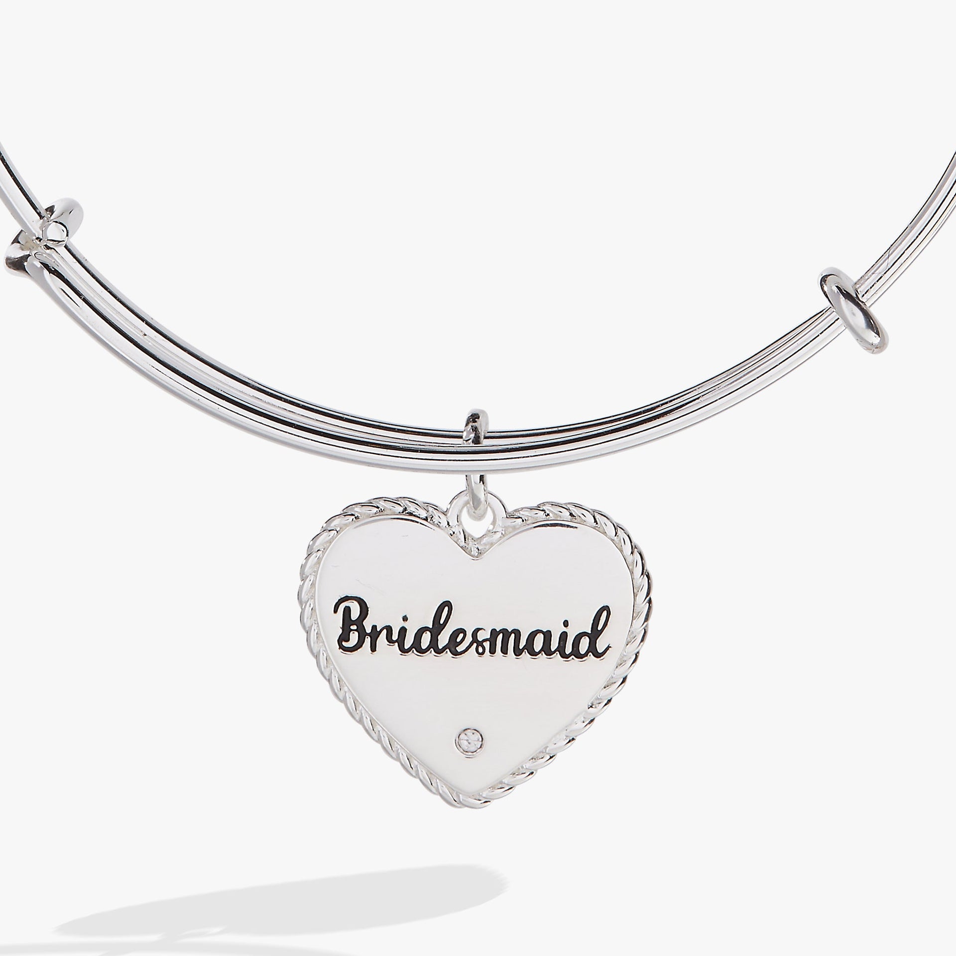 Bridesmaid Heart Charm Expandable Bangle Bracelet