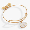 Bridesmaid charm bangle with pearlized enamel and crystal heart detail