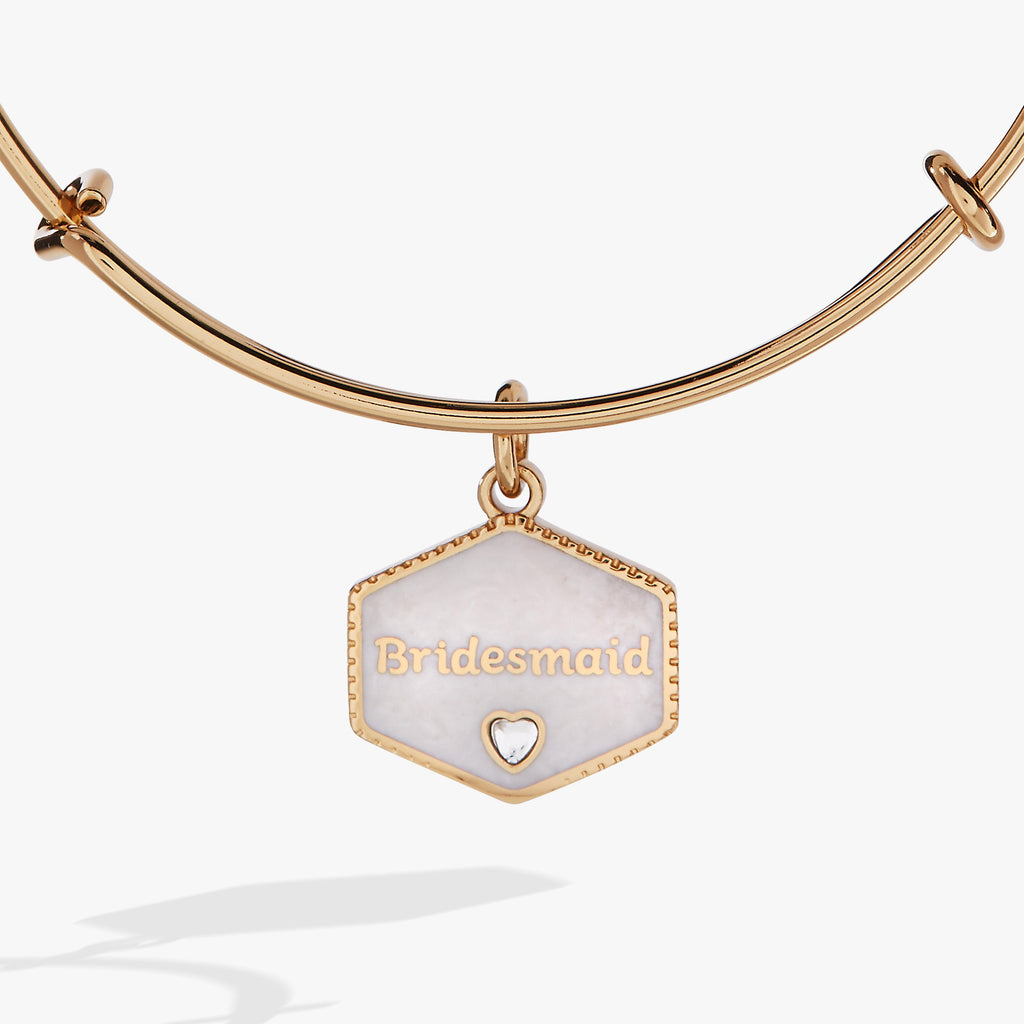 Bridesmaid Charm Bangle with Pearlized Enamel and Crystal Heart