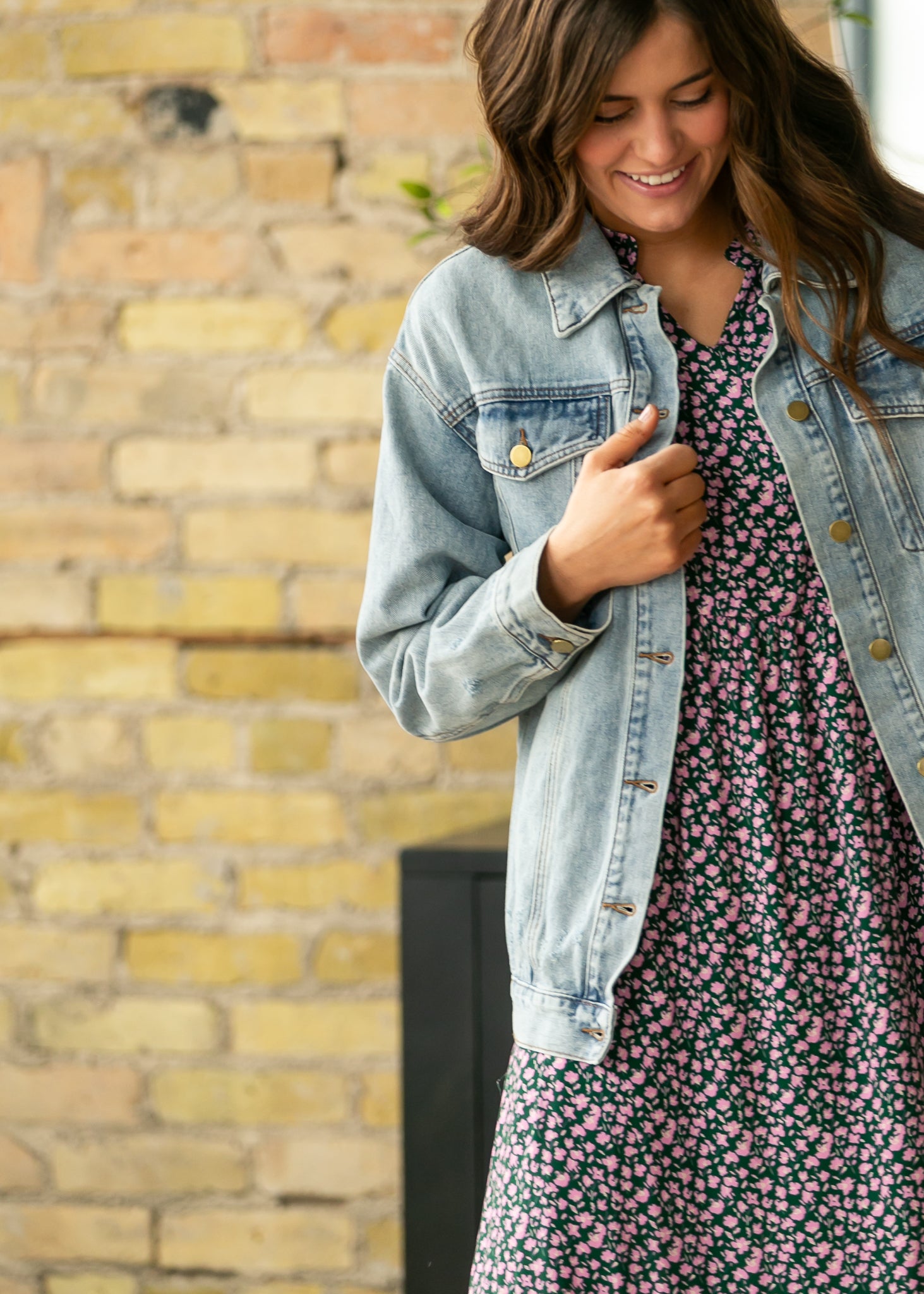 Brinx Oversized Denim Jacket | Light Wash Button Front