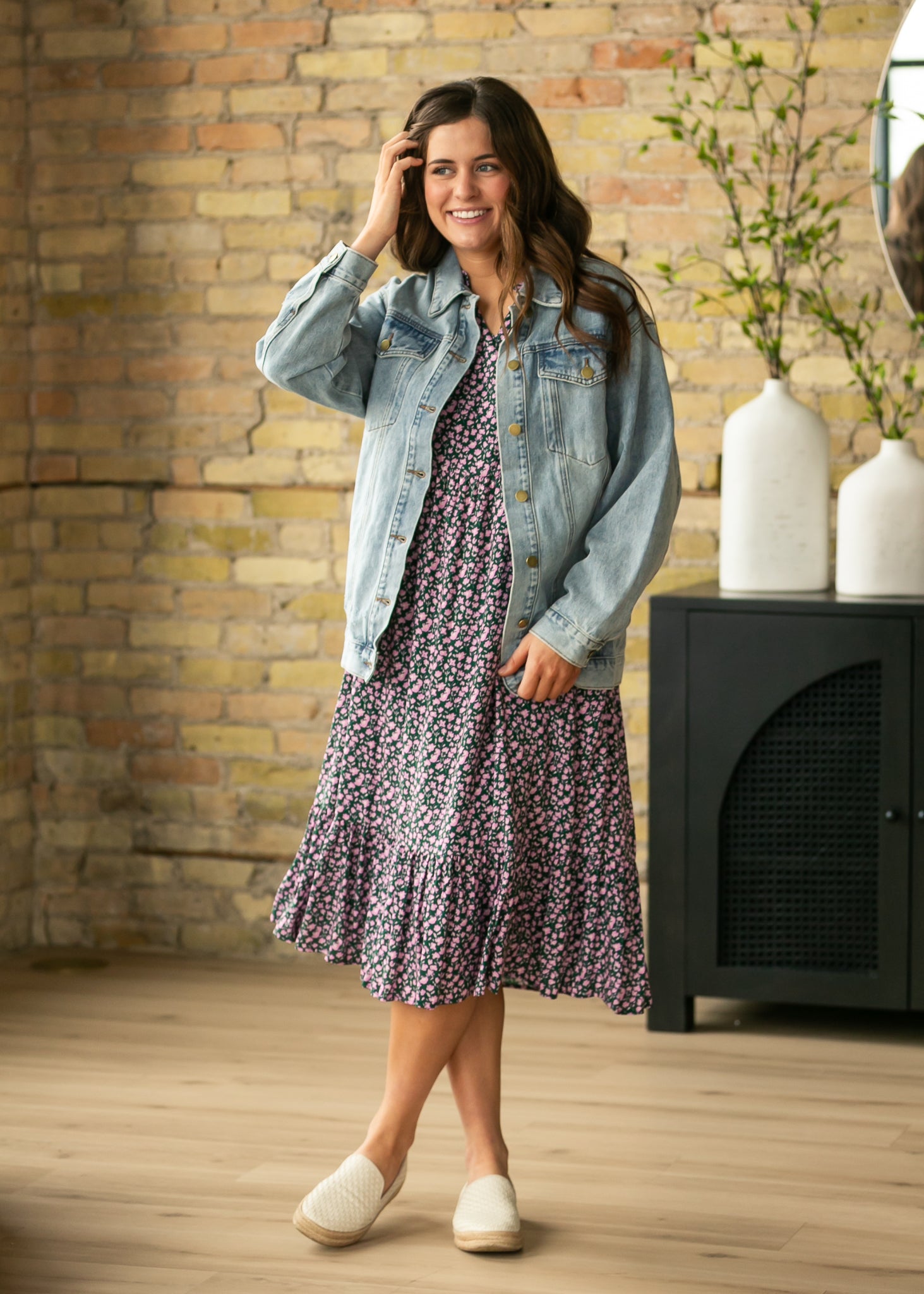 Brinx Oversized Denim Jacket | Light Wash Button Front