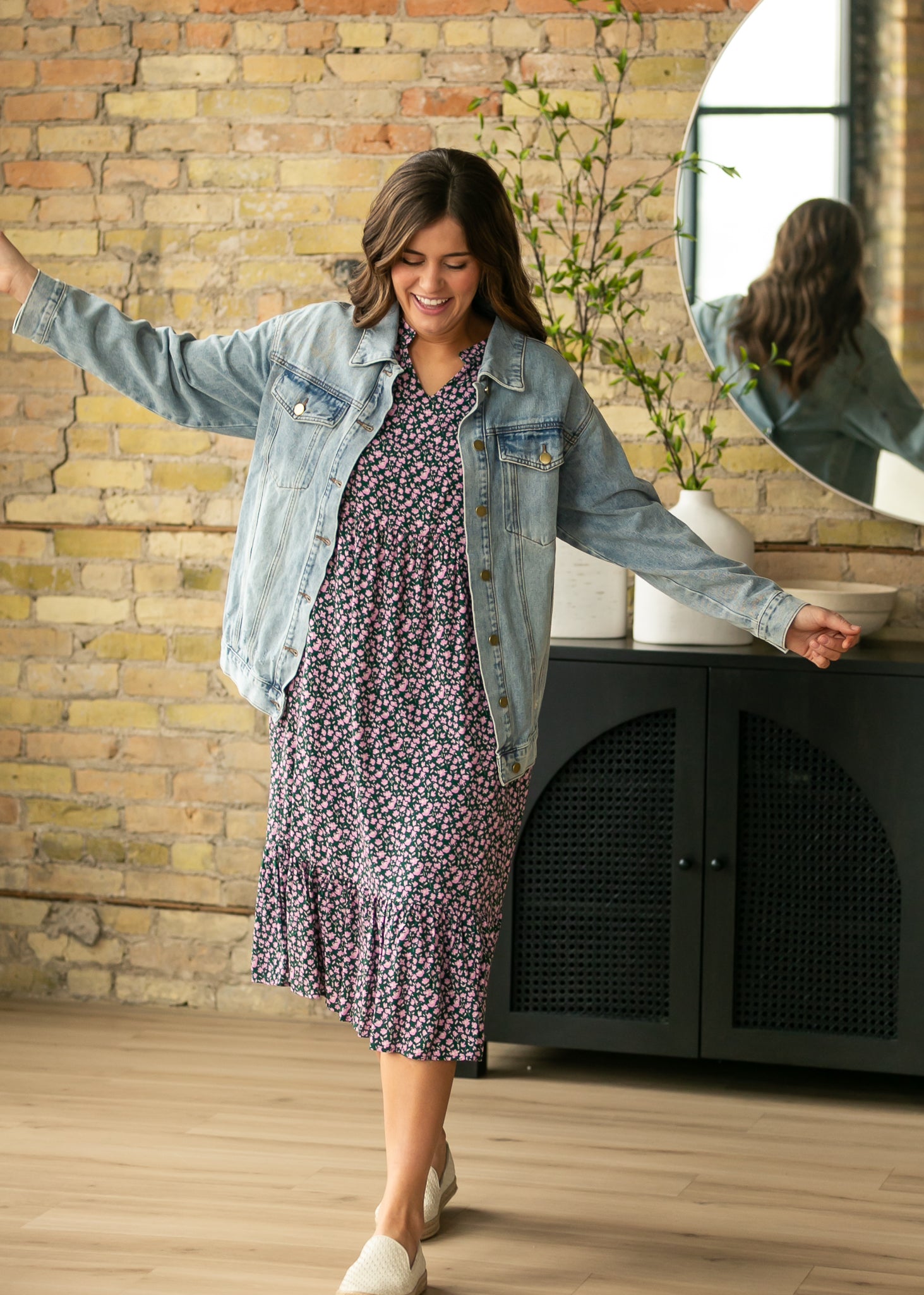 Brinx Oversized Denim Jacket | Light Wash Button Front