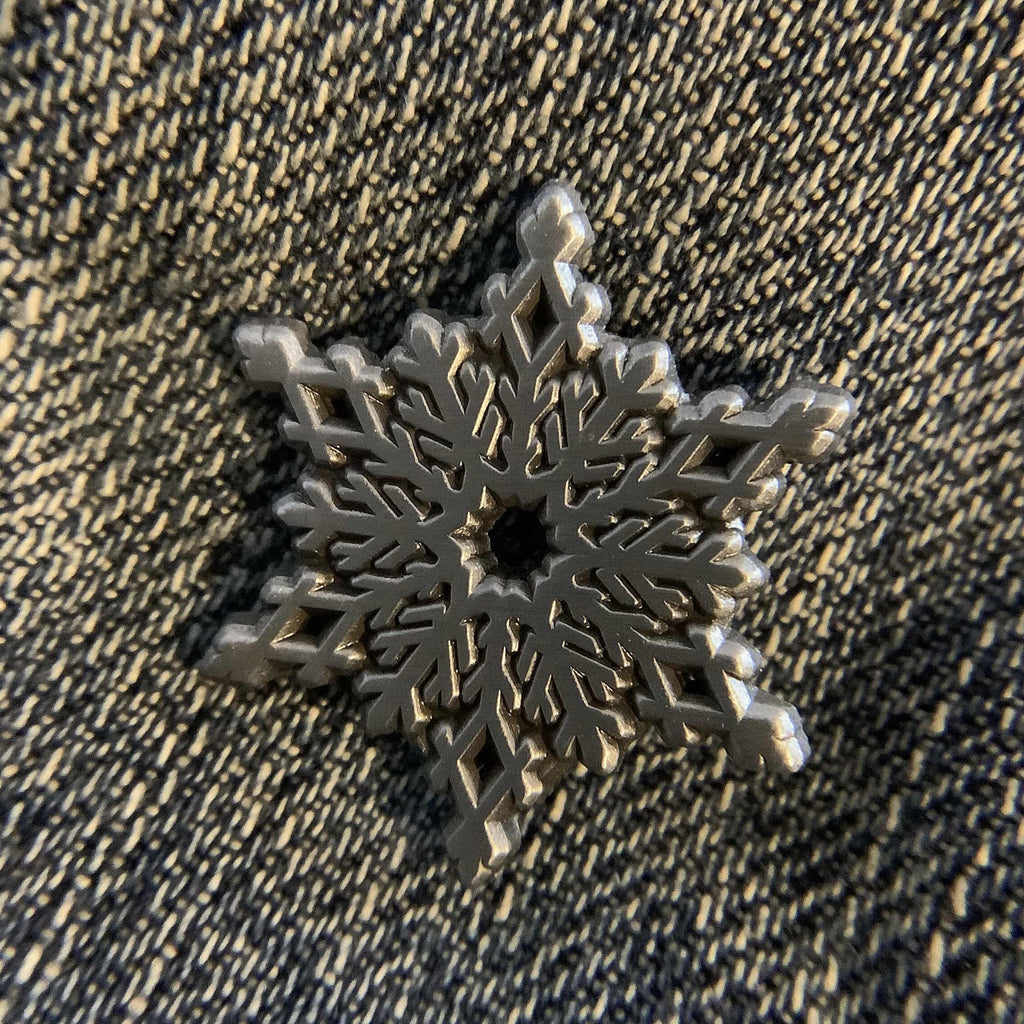 Antique Silver Snowflake Enamel Pin