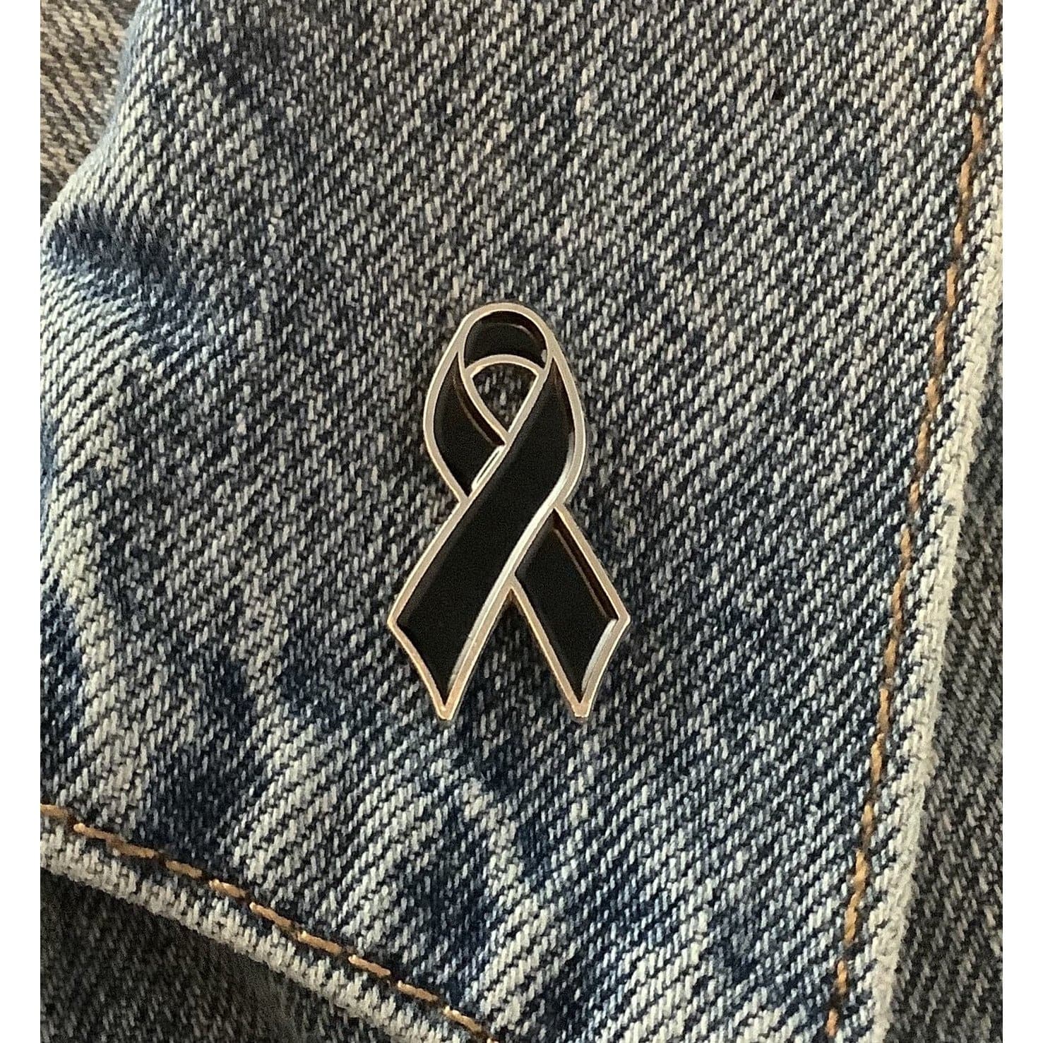 Black Awareness Ribbon Pin – Hard Enamel Lapel Accessory With Secure Single Post