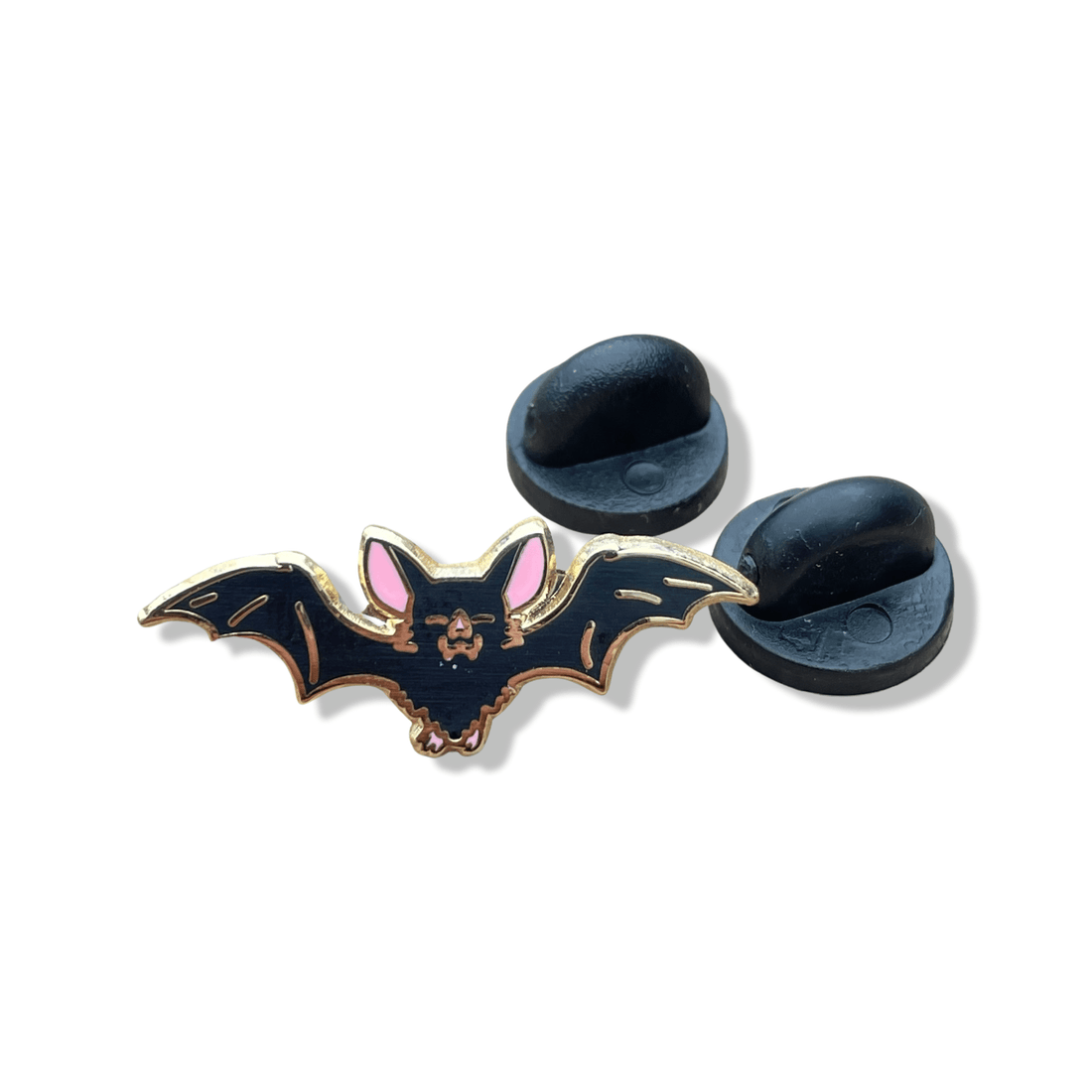 Black Bat Enamel Pin – Hard Enamel Double Post Pin with Rubber Backs