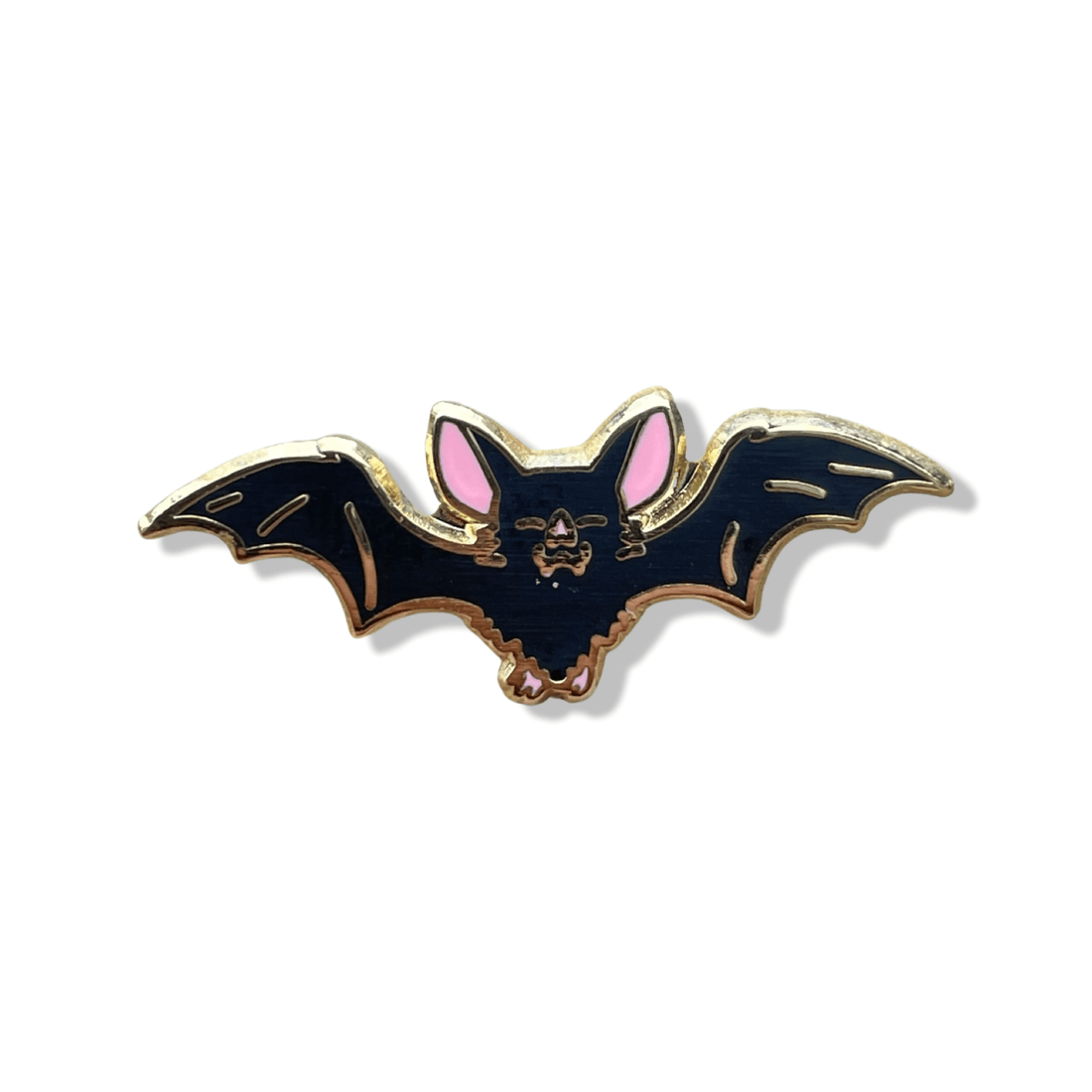 Black Bat Enamel Pin – Hard Enamel Double Post Pin with Rubber Backs