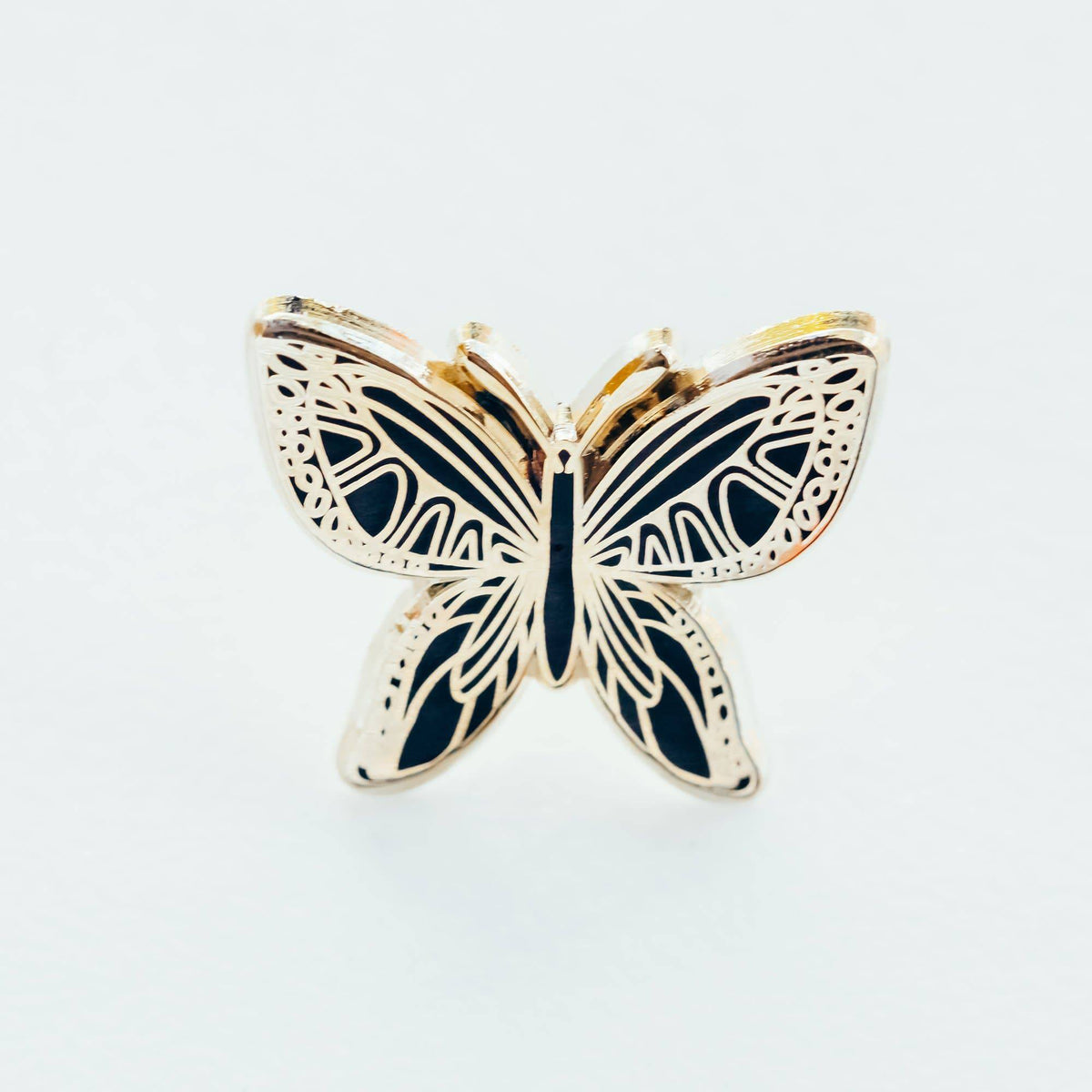 Black Butterfly Enamel Pin – Symbol of Strength, Mystery & Rebirth