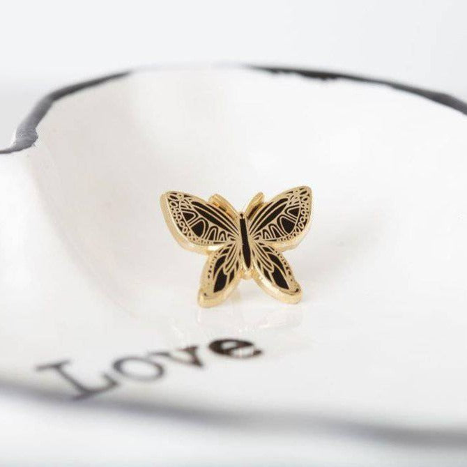 Black Butterfly Enamel Pin – Symbol of Strength, Mystery & Rebirth