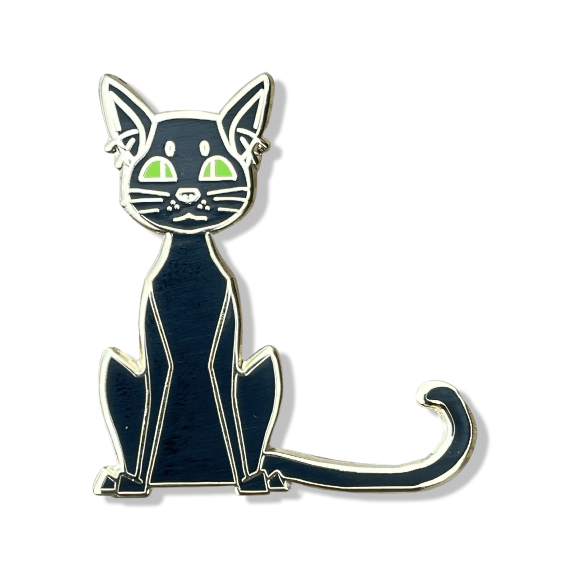 Black Cat Enamel Pin – Halloween Lapel Pin With Secure Double Posts & Rubber Backs
