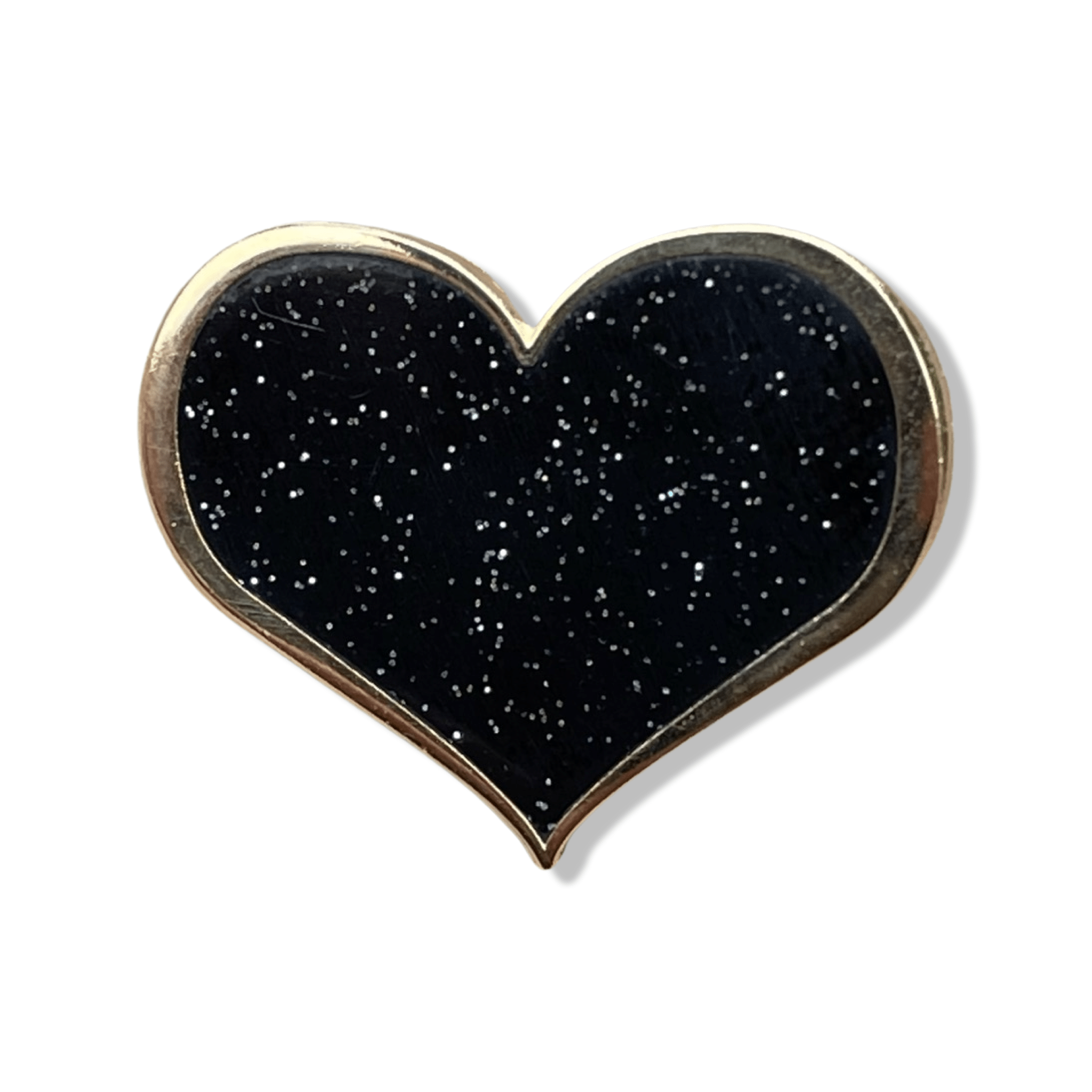 Black Glitter Heart Enamel Pin